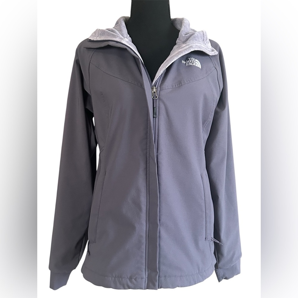 The North Face Gray Fleece Lined Softshell Hooded Jacket Women’s Size Medium